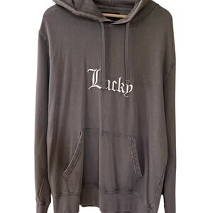 Lucky Brand Men's Gray Sweatshirt Hoodie Size XL EUC X-Large Long Sleeve Hoodie